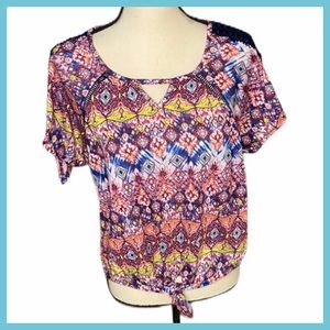 New York Laundry Multicolor Tie Sleeve & Hem Top